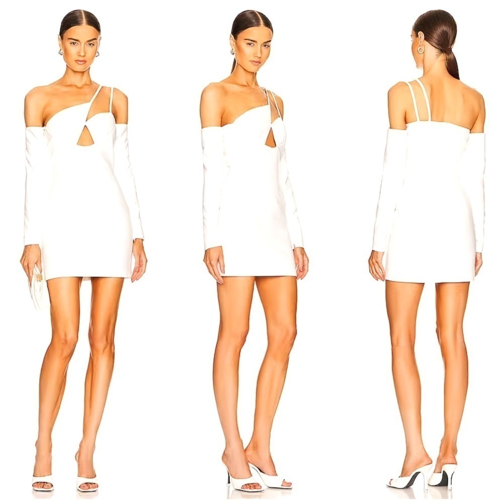 Ceren Ocak Faux Leather Cut Out Dress in White Size XS